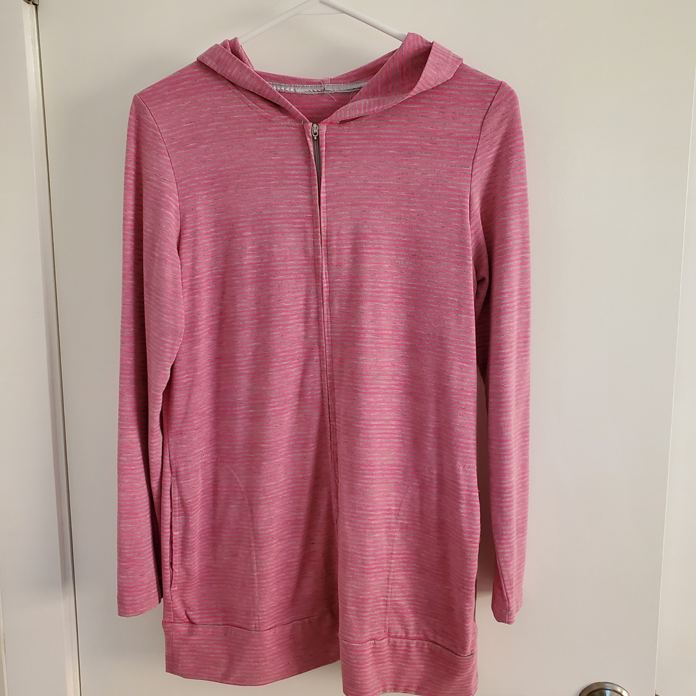 Danskin Pink and Gray Striped Hoodie
